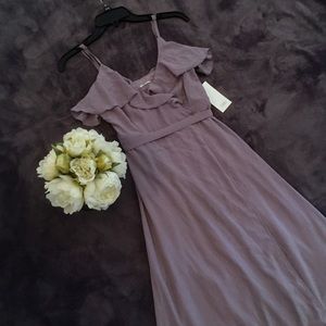 Tobi Dusty Purple Wrap Maxi Dress with Ruffles